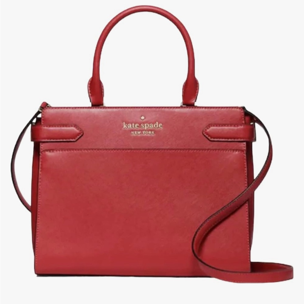 Kate Spade NY Staci Medium Satchel Purse - Currant Red